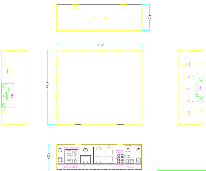 CM520-37FS 5G 千兆工業(yè)級路由器尺寸圖